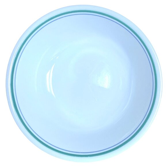 Corelle Vitrelle Bowl 6.25in White With Blue Green Rings Break Chip Resistant - Picture 1 of 7